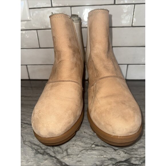 Sorel Joan of the Arctic Chelsea Wedge Heel Lined Boots Booties Beige Womens 6.5 - Picture 4 of 7